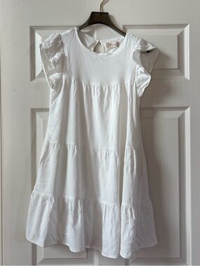 Altar’d State White Dress Ruffle-Sleeve Babydoll Dress Graduation Dress XS